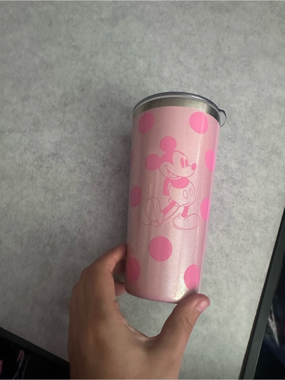 Disney Minnie Mouse Pink Polka Dot Travel Mug Tumbler Drinkware Cup